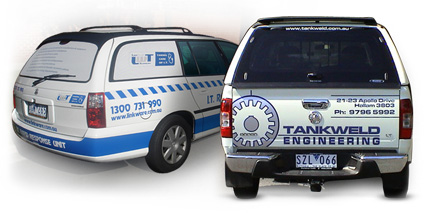 Vehicle wrapping signs